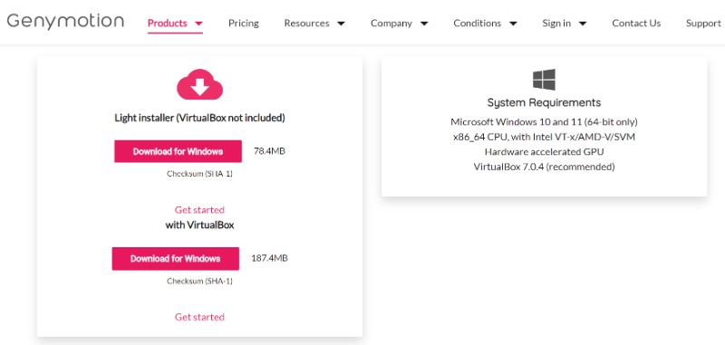 Tải ứng dụng Genymotion