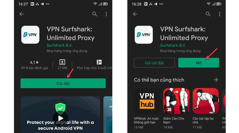 Tải và cài đặt Surfshark thông qua Google Play