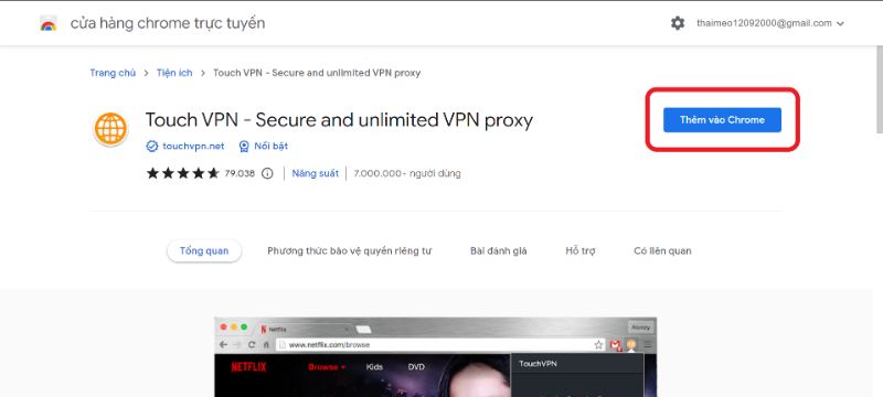 Thêm Touch VPN vào tiện ích